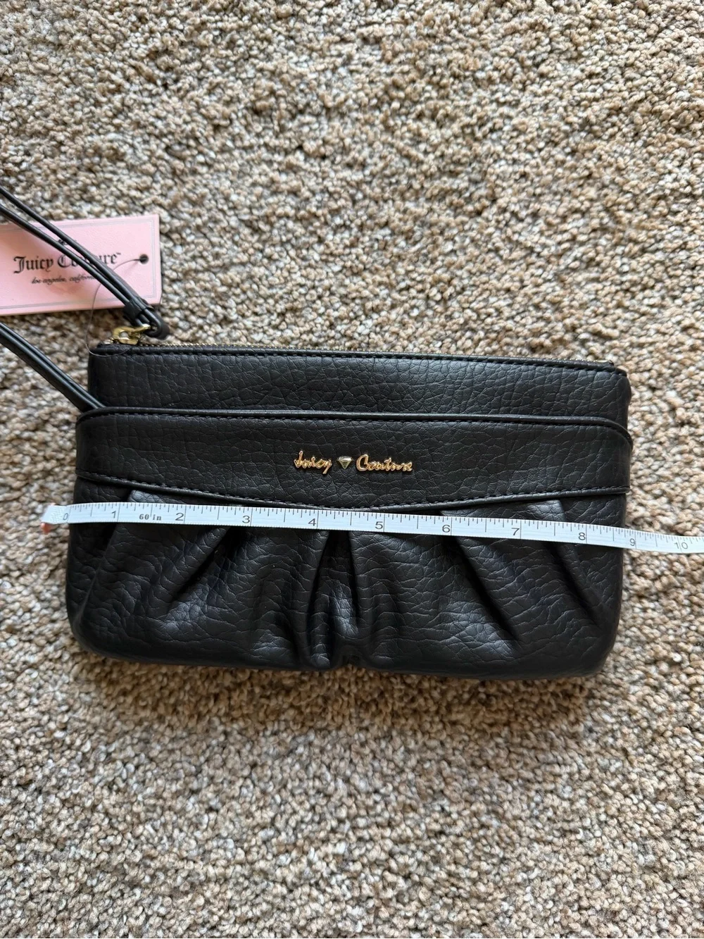 JUICY COUTURE Pleated Wristlet Clutch Purse in Black